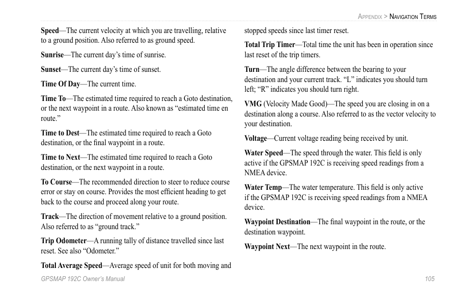 Messages | Garmin GPSMAP 192C User Manual | Page 111 / 124