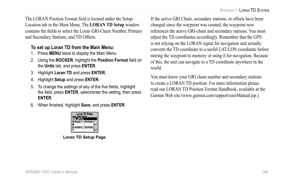 Garmin GPSMAP 192C User Manual | Page 115 / 124