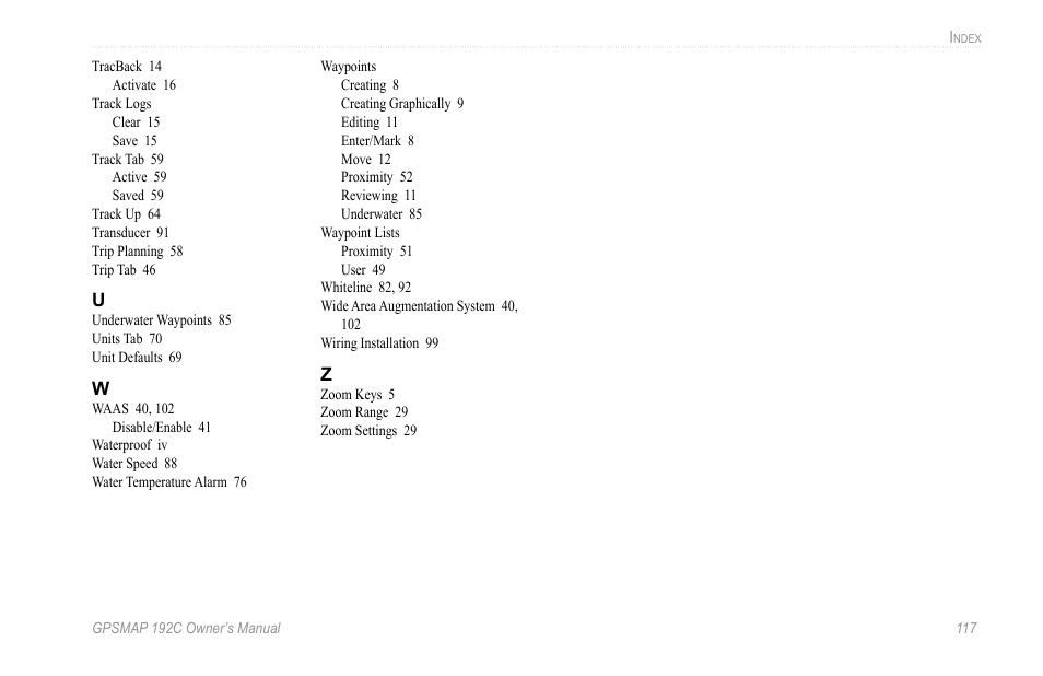Garmin GPSMAP 192C User Manual | Page 123 / 124