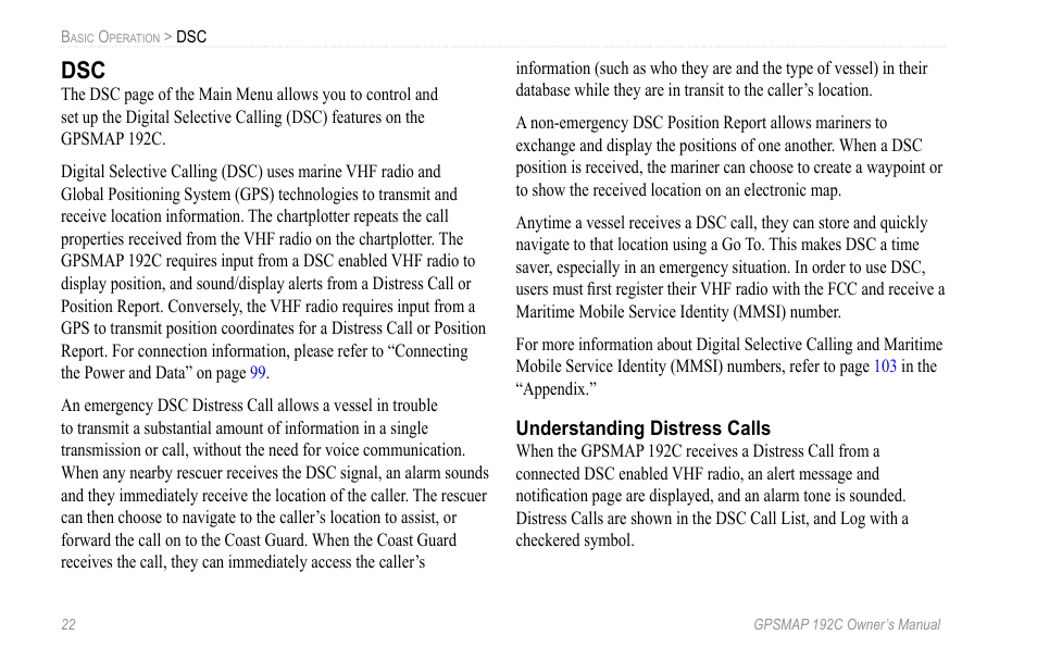 Understanding distress calls | Garmin GPSMAP 192C User Manual | Page 28 / 124