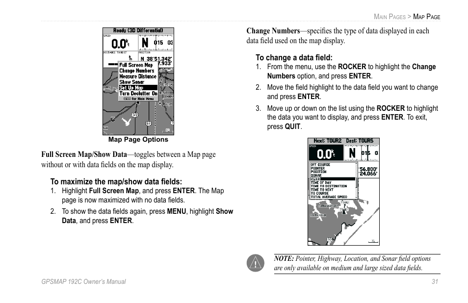 Garmin GPSMAP 192C User Manual | Page 37 / 124