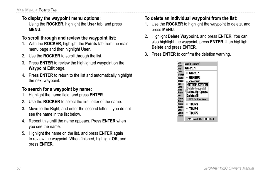 Garmin GPSMAP 192C User Manual | Page 56 / 124