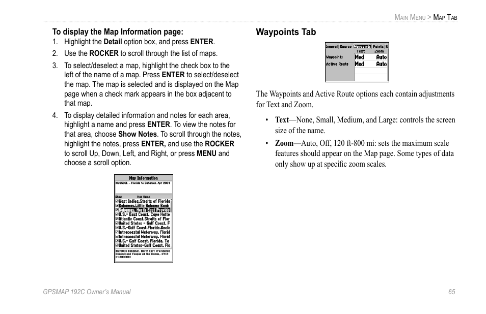 Waypoints tab | Garmin GPSMAP 192C User Manual | Page 71 / 124