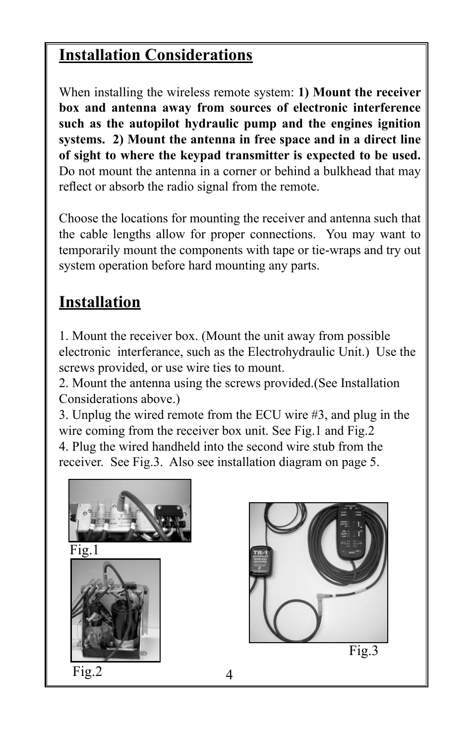 Installation considerations, Installation | Garmin TR-1 User Manual | Page 4 / 8