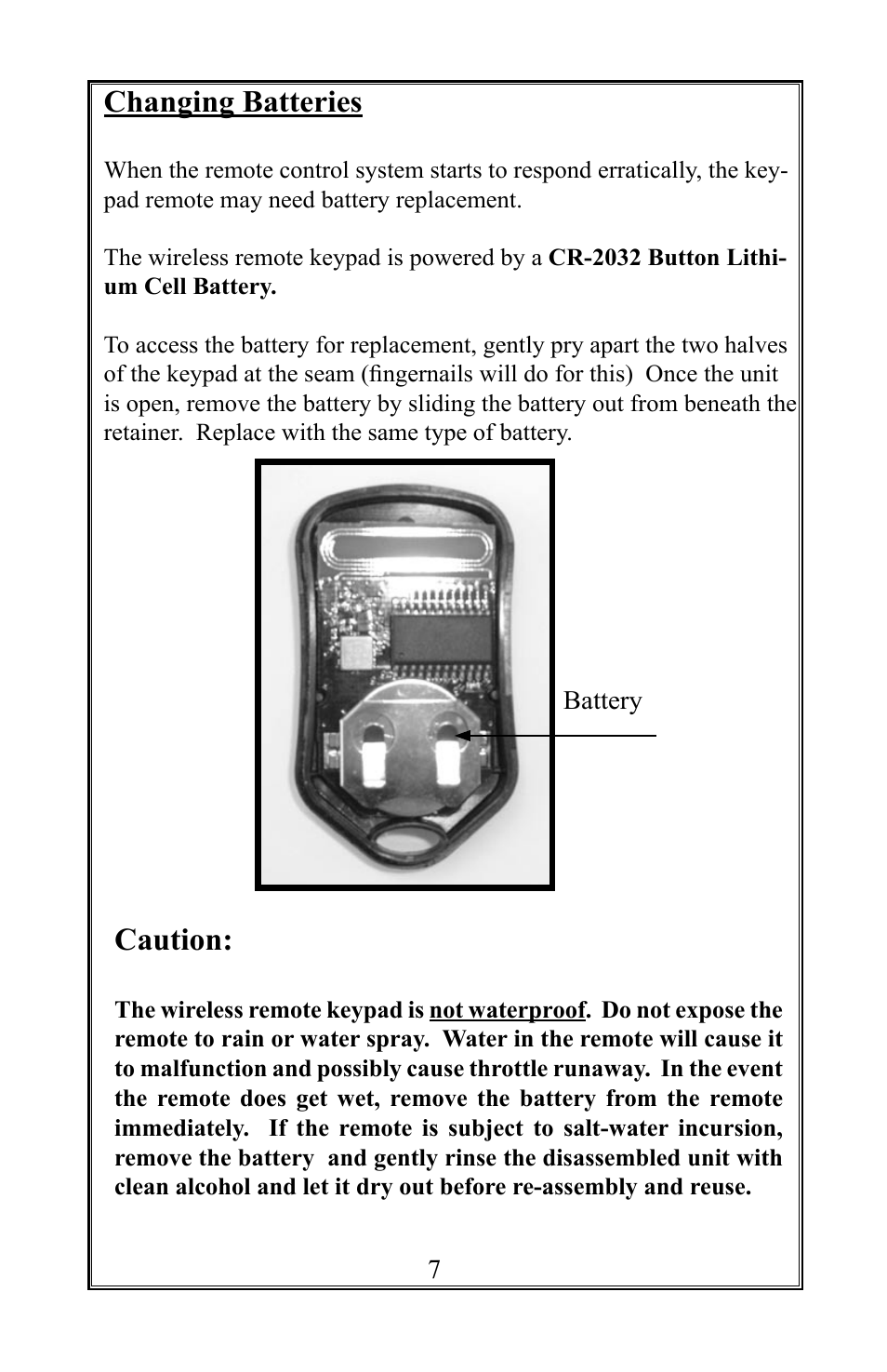 Changing batteries, Caution | Garmin TR-1 User Manual | Page 7 / 8