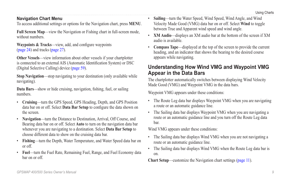 Understanding how wind vmg and waypoint, Vmg appear in the data bars | Garmin GPSMAP 546s User Manual | Page 15 / 78