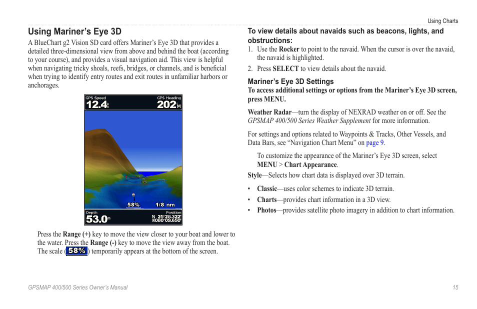 Using mariner’s eye 3d | Garmin GPSMAP 546s User Manual | Page 21 / 78