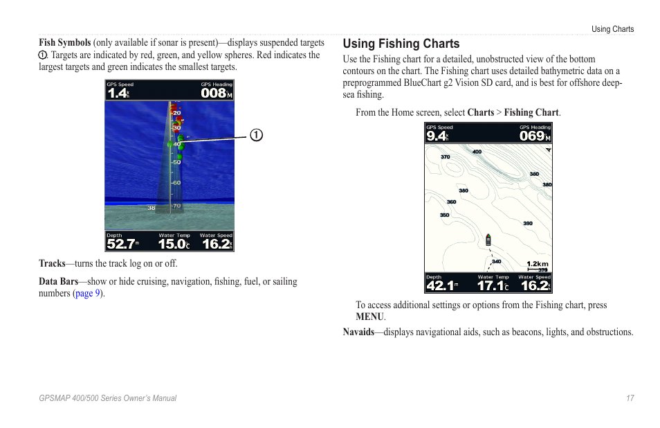 Using fishing charts | Garmin GPSMAP 546s User Manual | Page 23 / 78