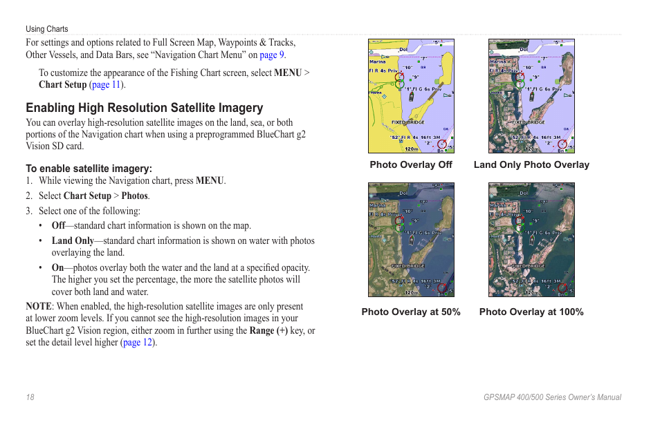 Enabling high resolution satellite imagery | Garmin GPSMAP 546s User Manual | Page 24 / 78