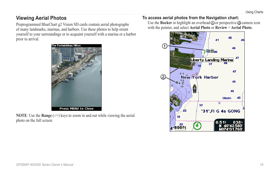 Viewing aerial photos, Turns camera icons | Garmin GPSMAP 546s User Manual | Page 25 / 78