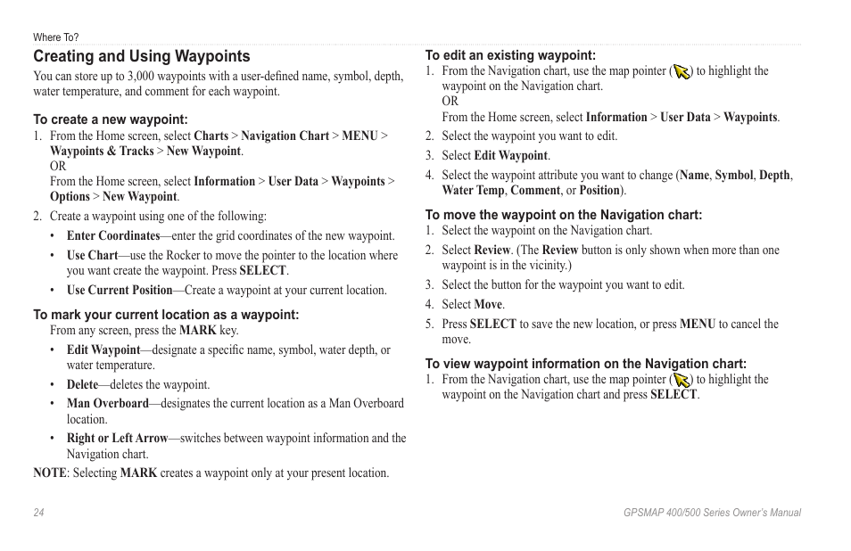 Creating and using waypoints | Garmin GPSMAP 546s User Manual | Page 30 / 78