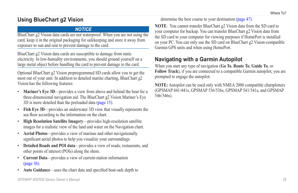 Using bluechart g2 vision | Garmin GPSMAP 546s User Manual | Page 35 / 78