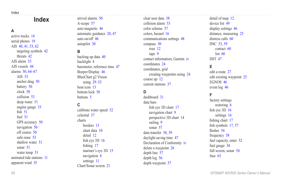 Index | Garmin GPSMAP 546s User Manual | Page 74 / 78