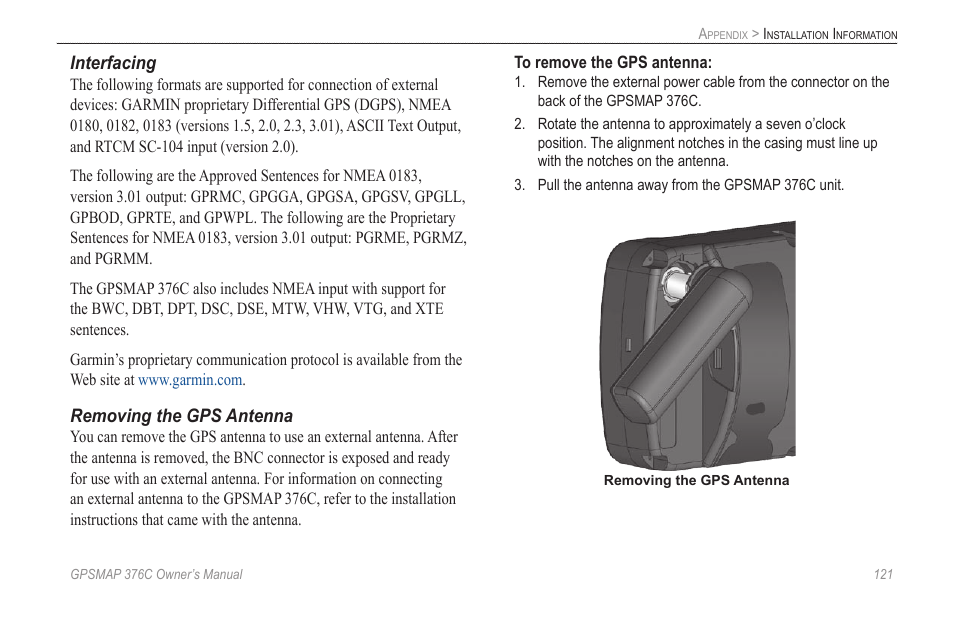 Garmin GPSMAP 376C User Manual | Page 129 / 152