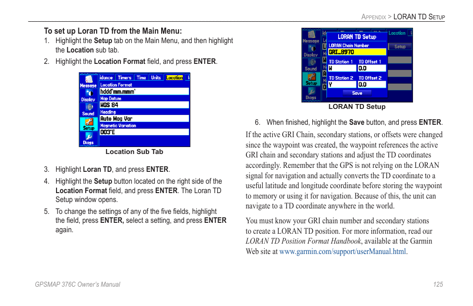 Garmin GPSMAP 376C User Manual | Page 133 / 152