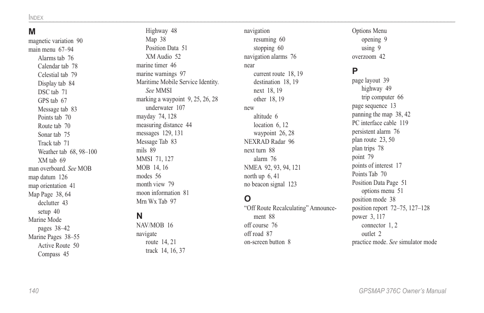 Garmin GPSMAP 376C User Manual | Page 148 / 152