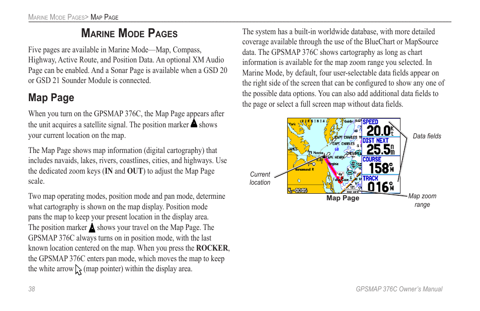 Map page | Garmin GPSMAP 376C User Manual | Page 46 / 152