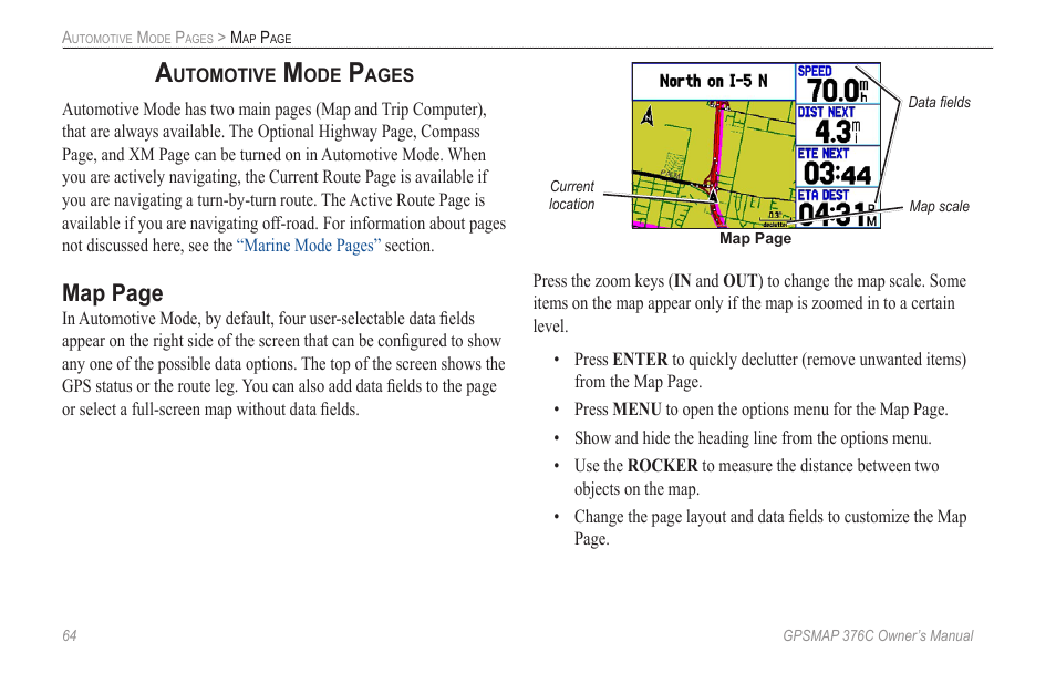 Map page | Garmin GPSMAP 376C User Manual | Page 72 / 152