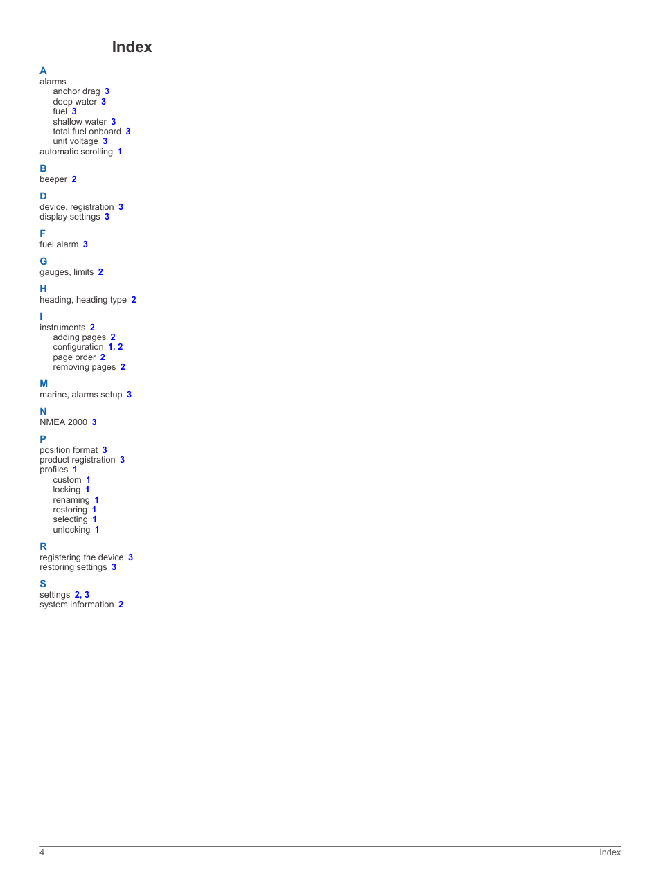 Index | Garmin GMI 20 User Manual | Page 8 / 10