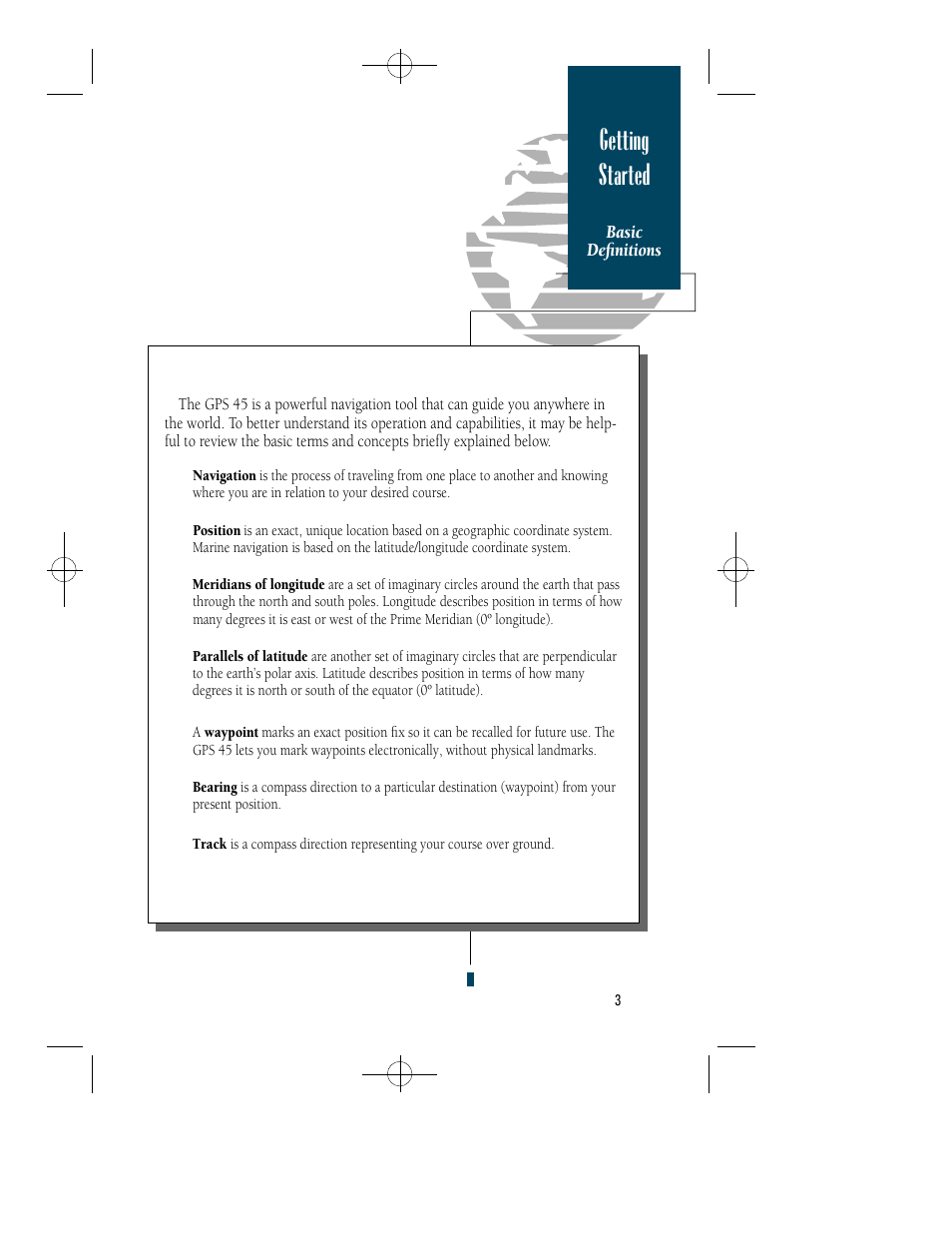 Getting started | Garmin GPS 45 User Manual | Page 11 / 70