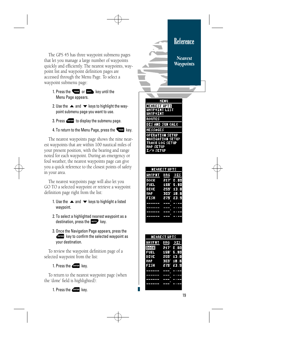 Reference | Garmin GPS 45 User Manual | Page 27 / 70