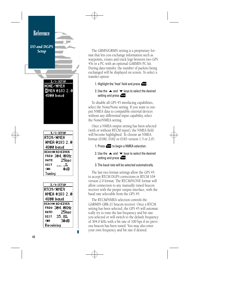 Reference | Garmin GPS 45 User Manual | Page 52 / 70