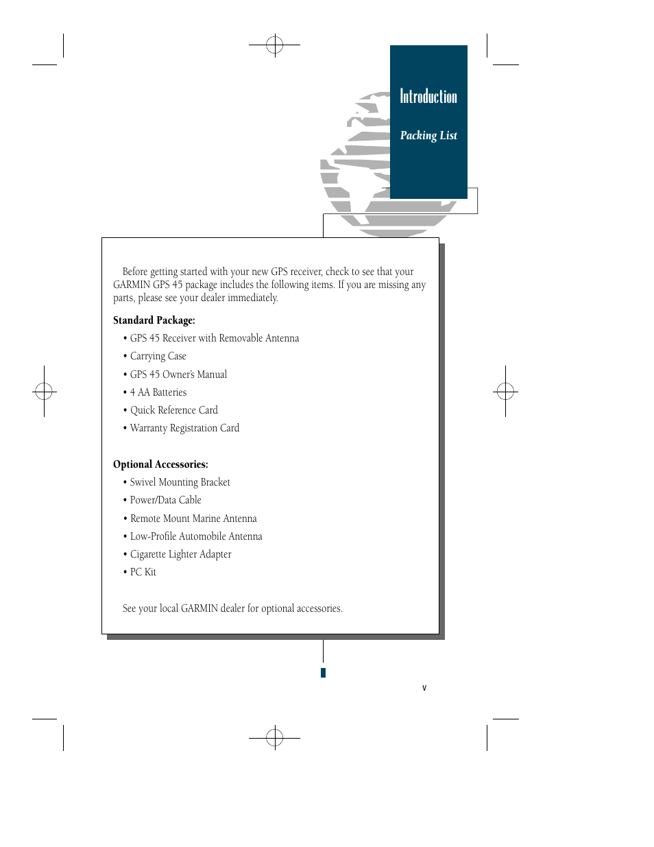 Introduction | Garmin GPS 45 User Manual | Page 7 / 70