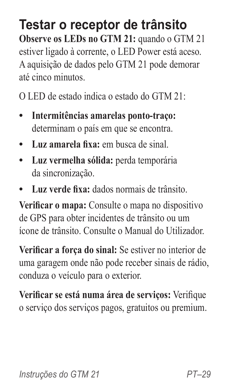 Testar o receptor de trânsito | Garmin GTM 20 User Manual | Page 31 / 60