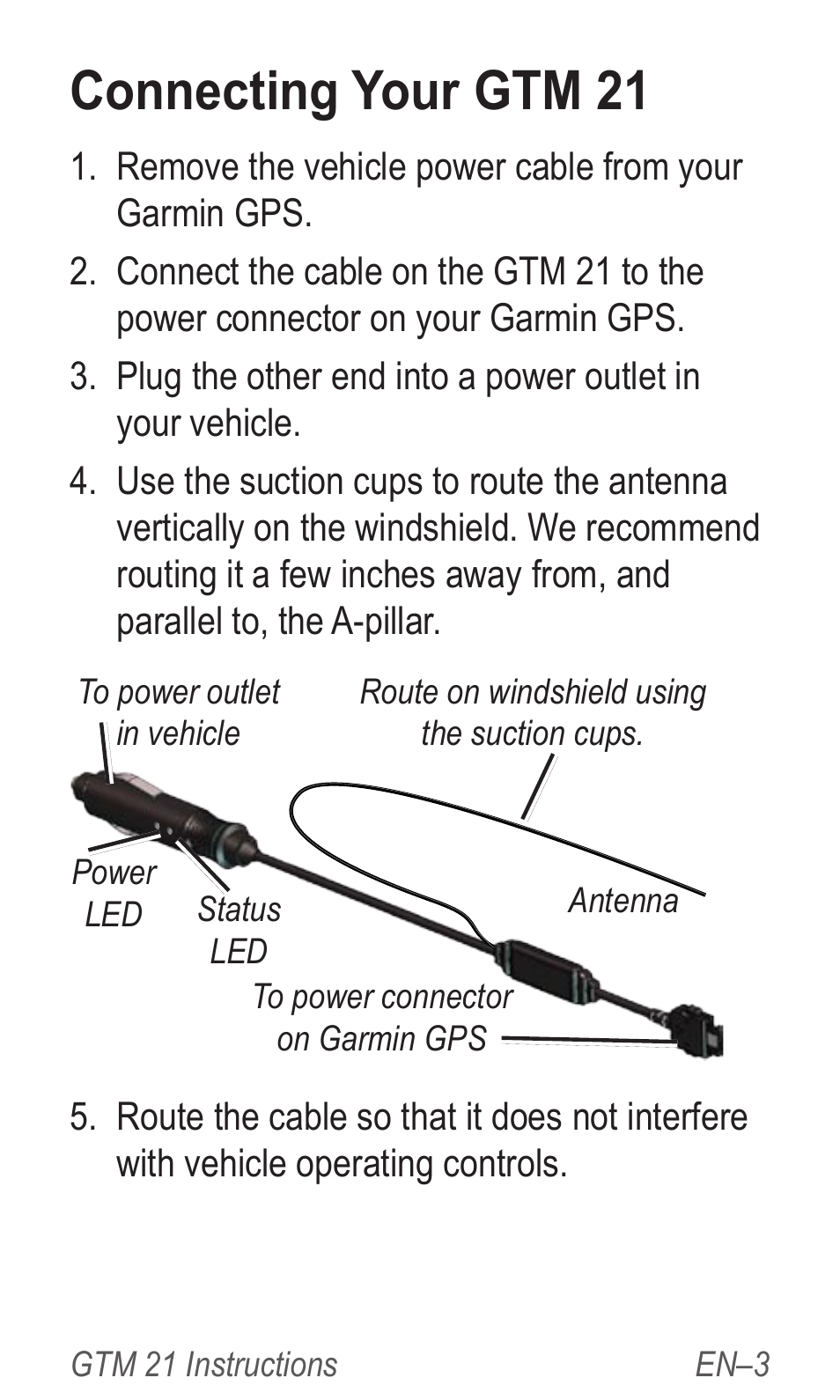 Connecting your gtm 21 | Garmin GTM 20 User Manual | Page 5 / 60