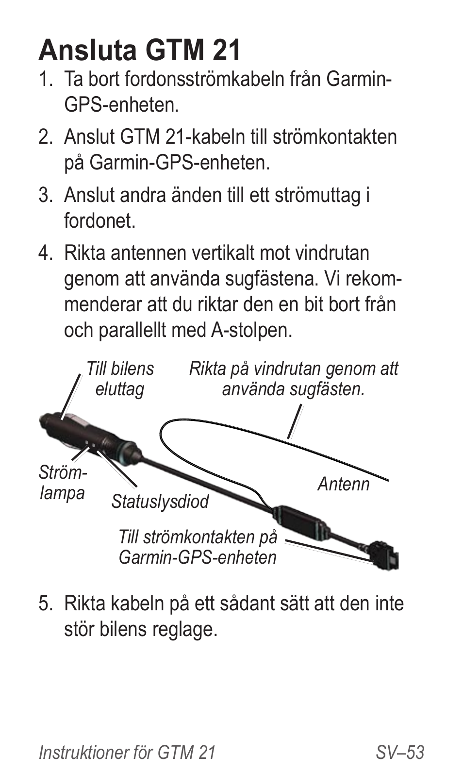 Ansluta gtm 21 | Garmin GTM 20 User Manual | Page 55 / 60