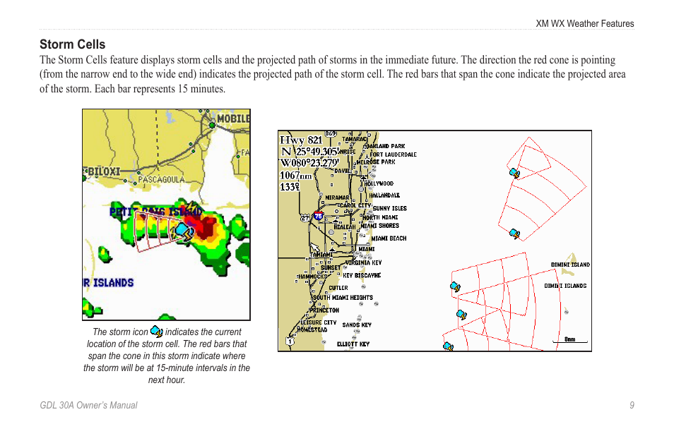 Storm cells | Garmin GDL 30A User Manual | Page 11 / 34