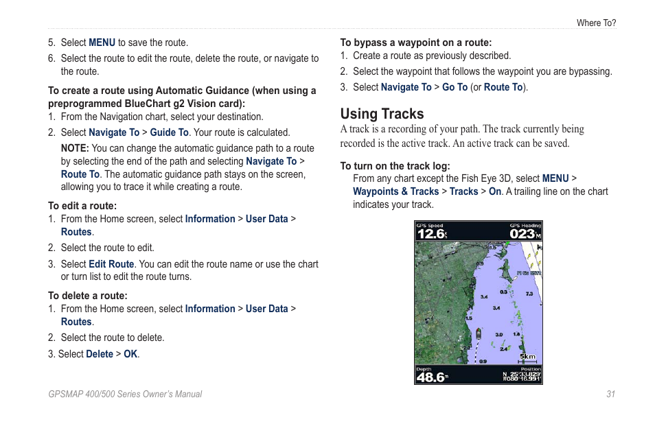 Using tracks | Garmin GPSMAP 545s User Manual | Page 37 / 88