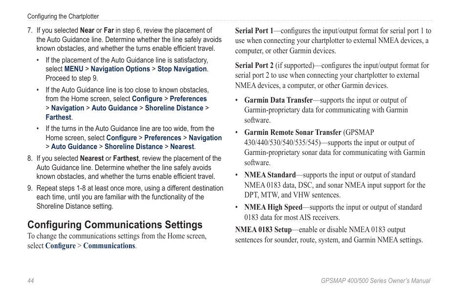 Configuring communications settings | Garmin GPSMAP 545s User Manual | Page 50 / 88