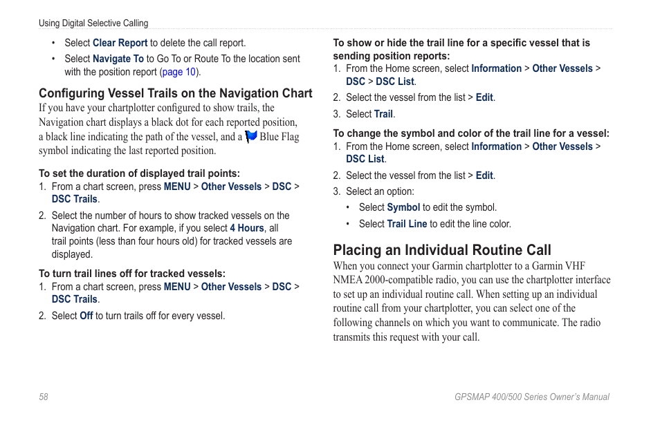 Placing an individual routine call | Garmin GPSMAP 545s User Manual | Page 64 / 88