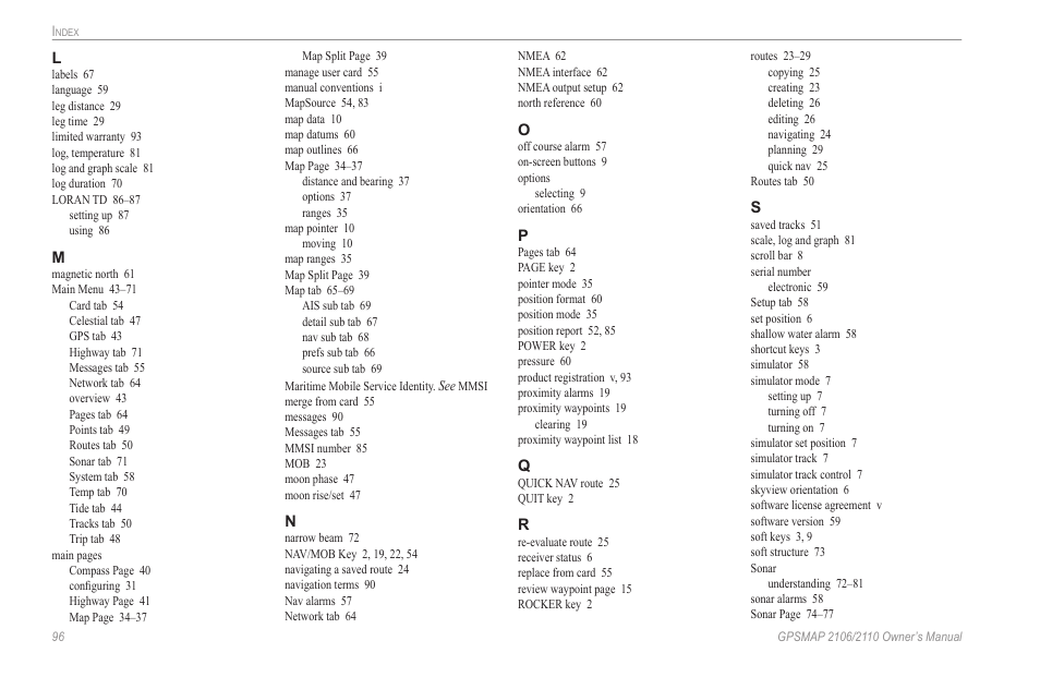 Garmin GPSMAP 2110 User Manual | Page 104 / 106