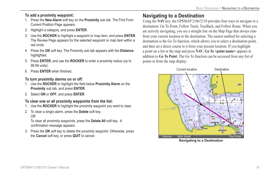 Navigating to a destination | Garmin GPSMAP 2110 User Manual | Page 27 / 106