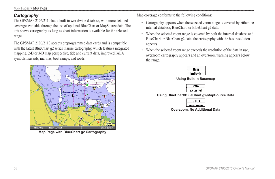 Cartography | Garmin GPSMAP 2110 User Manual | Page 44 / 106