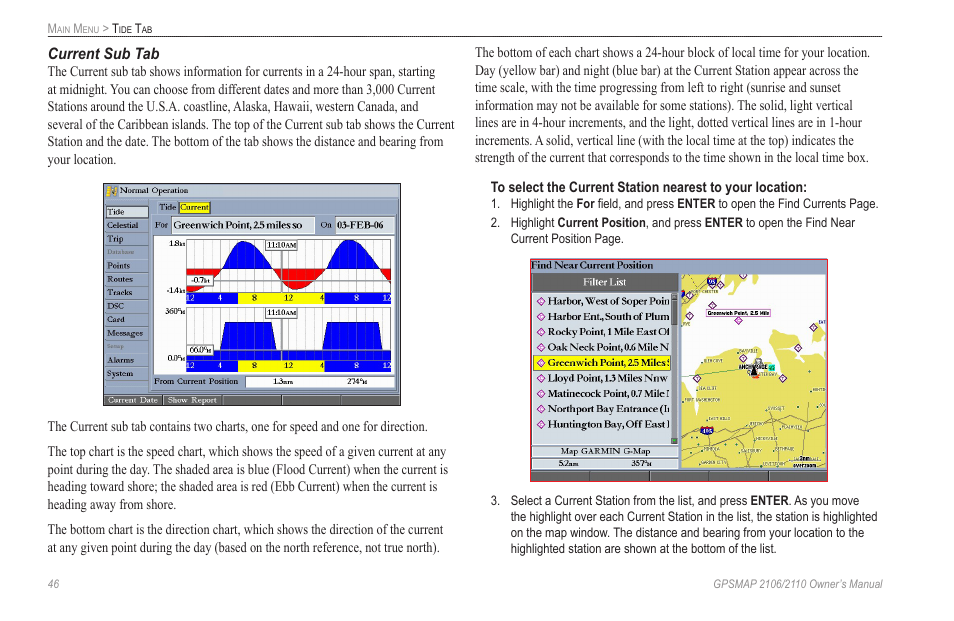 Current sub tab | Garmin GPSMAP 2110 User Manual | Page 54 / 106