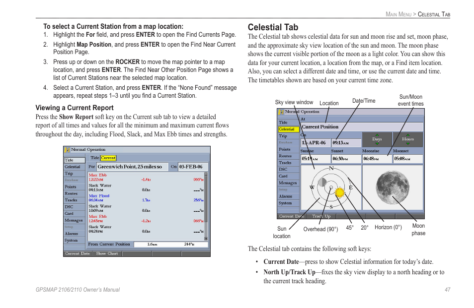 Celestial tab | Garmin GPSMAP 2110 User Manual | Page 55 / 106