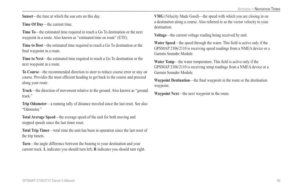 Garmin GPSMAP 2110 User Manual | Page 97 / 106