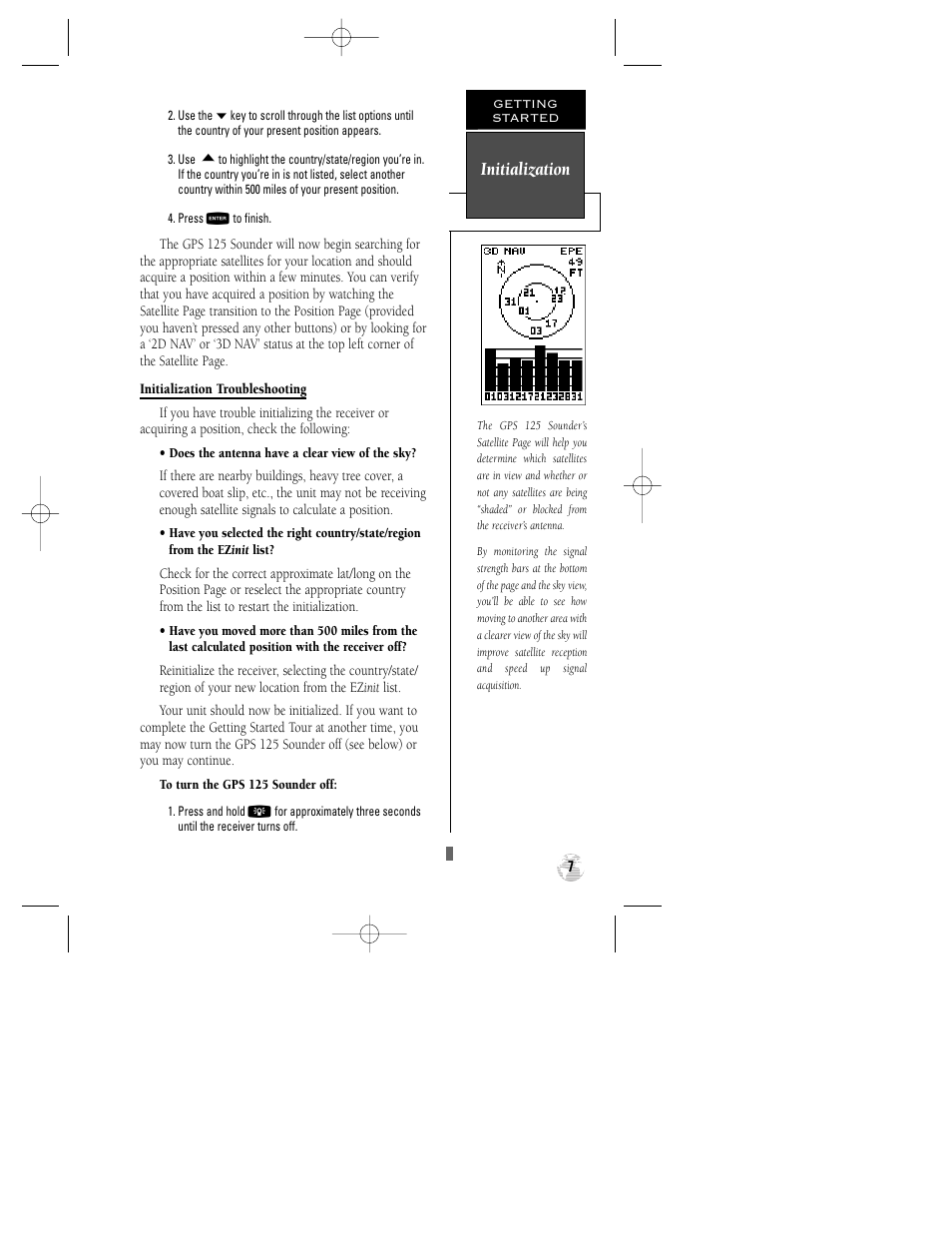 Initialization | Garmin GPS 125 Sounder User Manual | Page 11 / 84