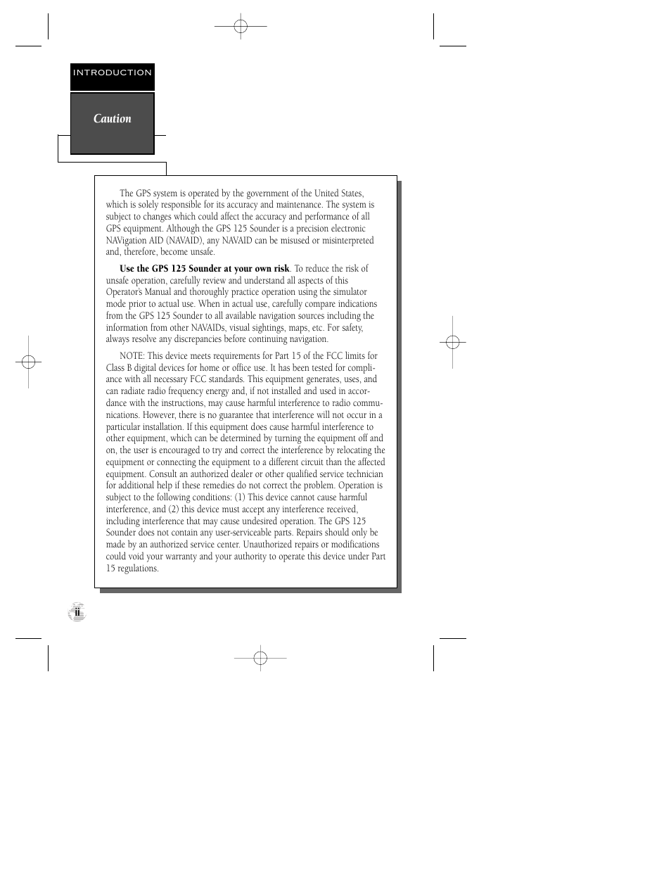 Caution | Garmin GPS 125 Sounder User Manual | Page 4 / 84