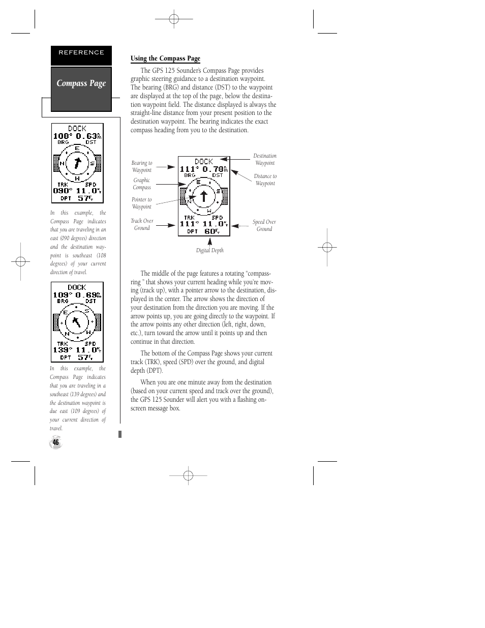 Compass page | Garmin GPS 125 Sounder User Manual | Page 50 / 84