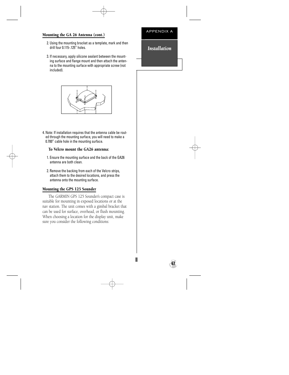 Installation | Garmin GPS 125 Sounder User Manual | Page 71 / 84