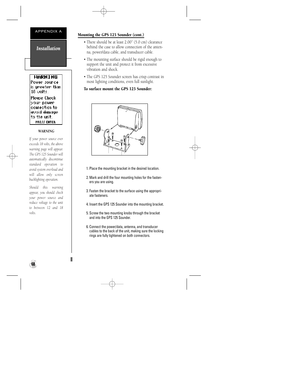 Installation | Garmin GPS 125 Sounder User Manual | Page 72 / 84