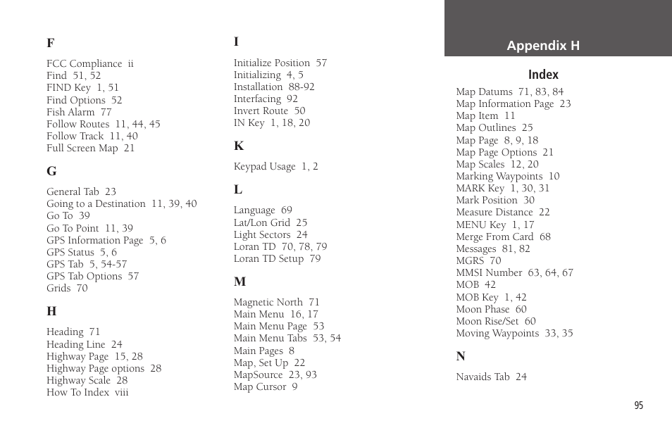 Garmin GPSMAP 172C User Manual | Page 105 / 110