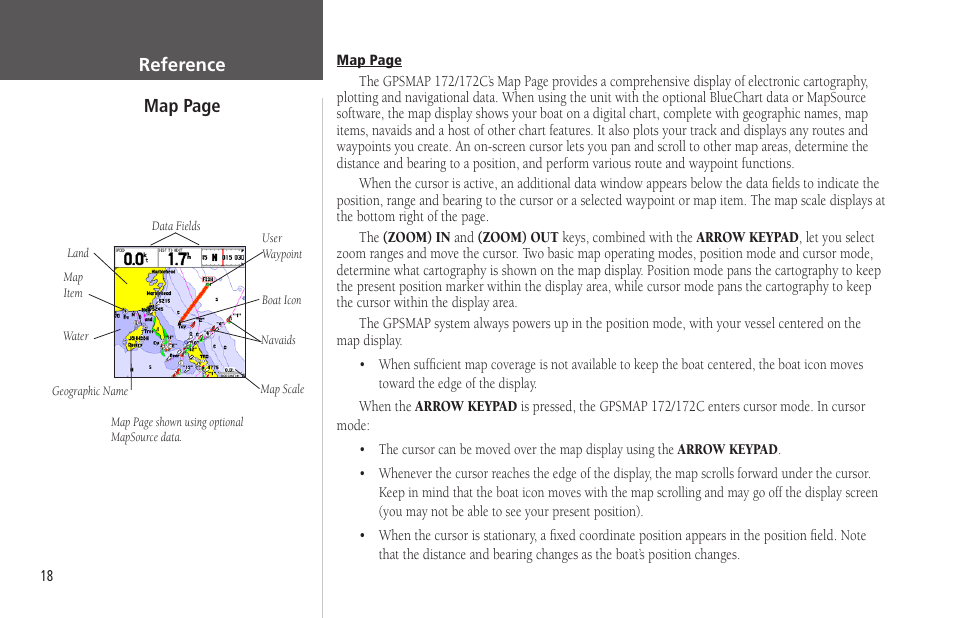 Reference, Reference -77, Reference map page | Garmin GPSMAP 172C User Manual | Page 28 / 110