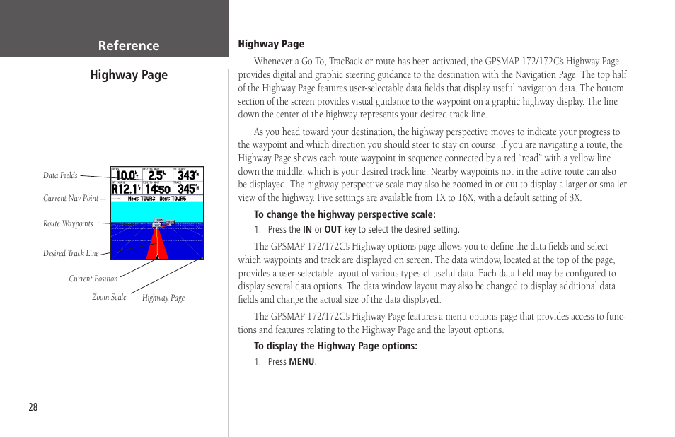 Reference highway page | Garmin GPSMAP 172C User Manual | Page 38 / 110
