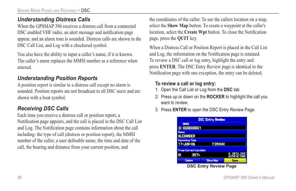 Garmin GPSMAP 396 User Manual | Page 104 / 192