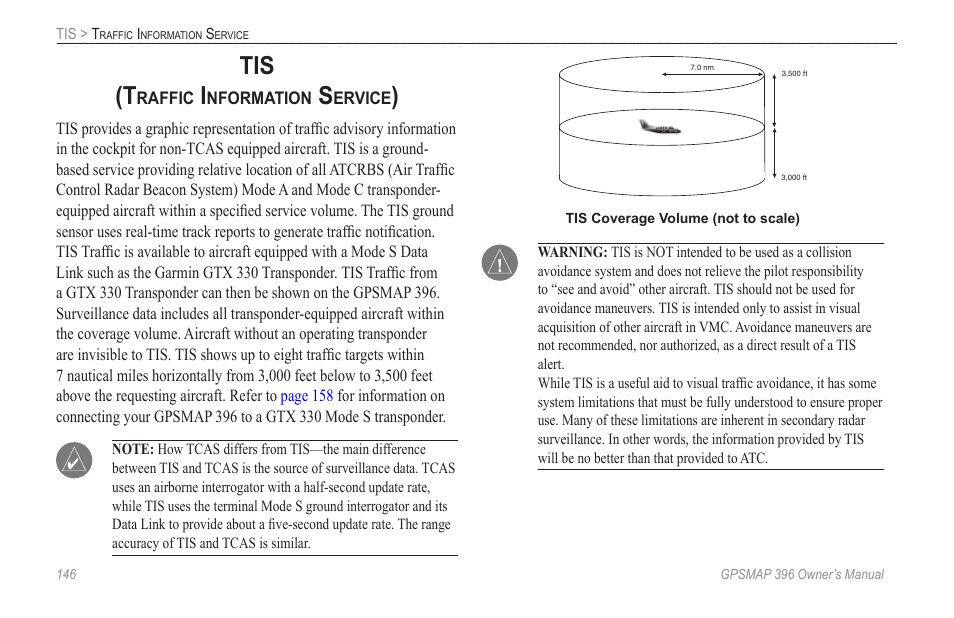 Tis(traffic information service), Tis (t | Garmin GPSMAP 396 User Manual | Page 154 / 192